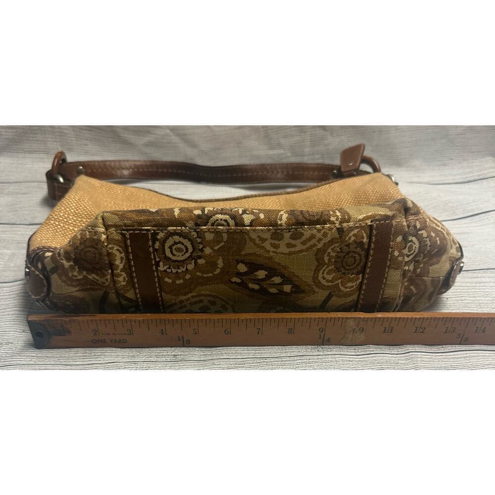 Fossil Paisley Bottom Shoulder Bag Leather & Wood Trim Hobo Purse - Picture 6 of 15